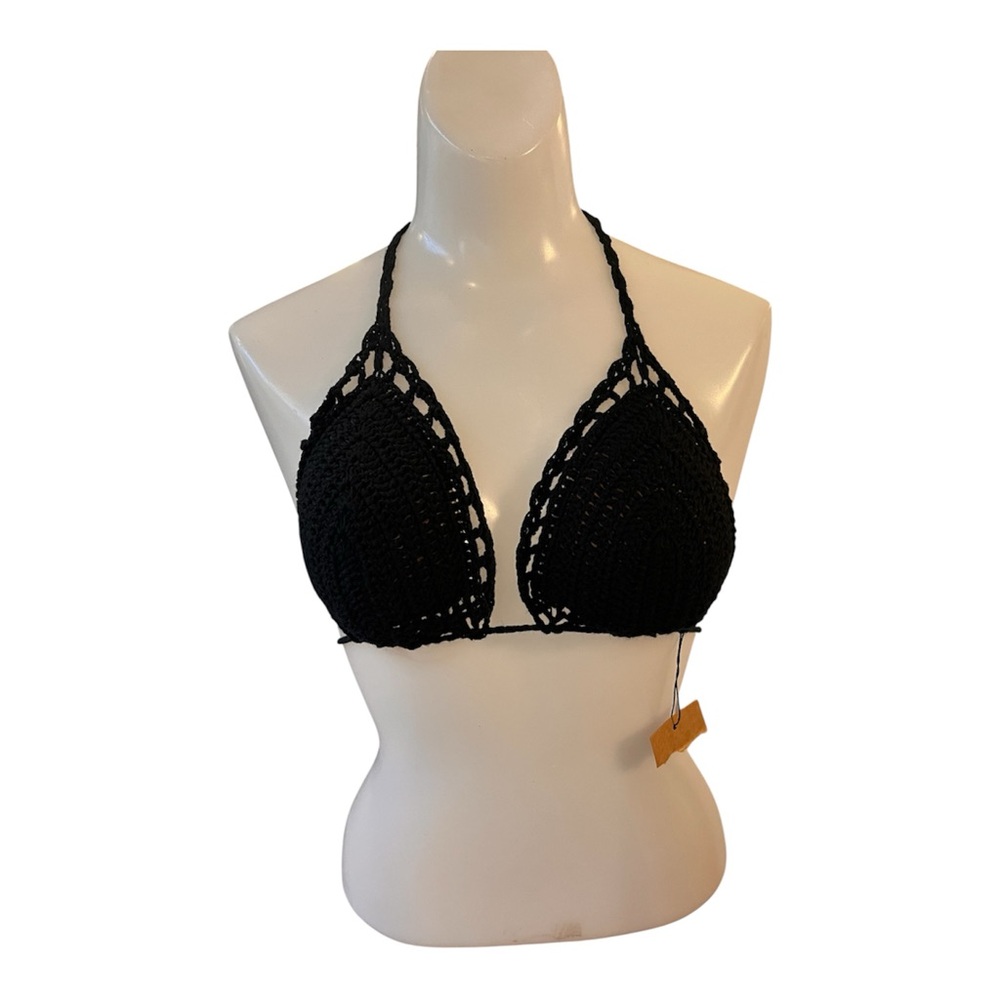 Black Crochet Two-Piece String Bikini Set size S/M - Picture 2 of 6